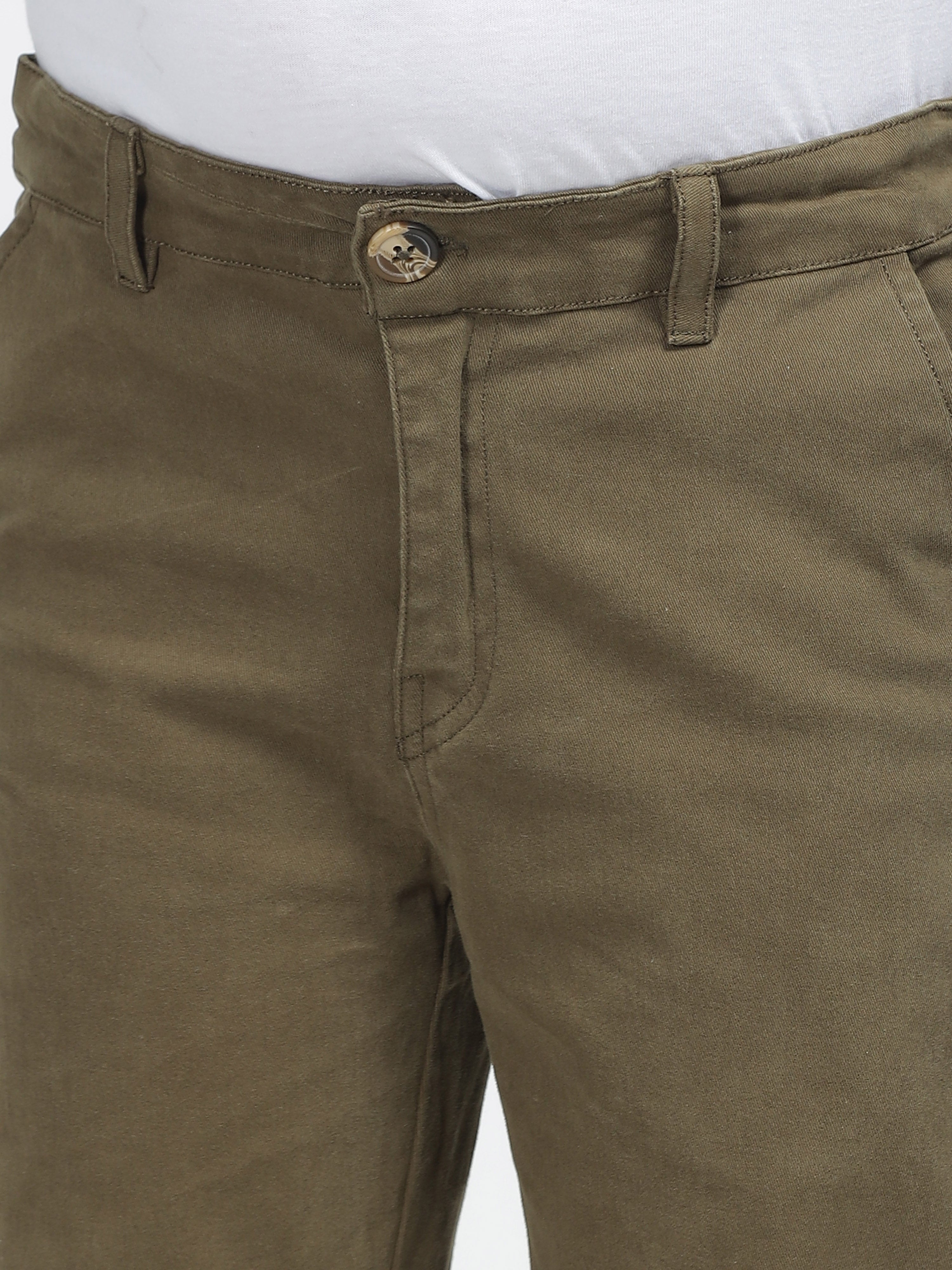 Olive Green Slim-Fit Chinos