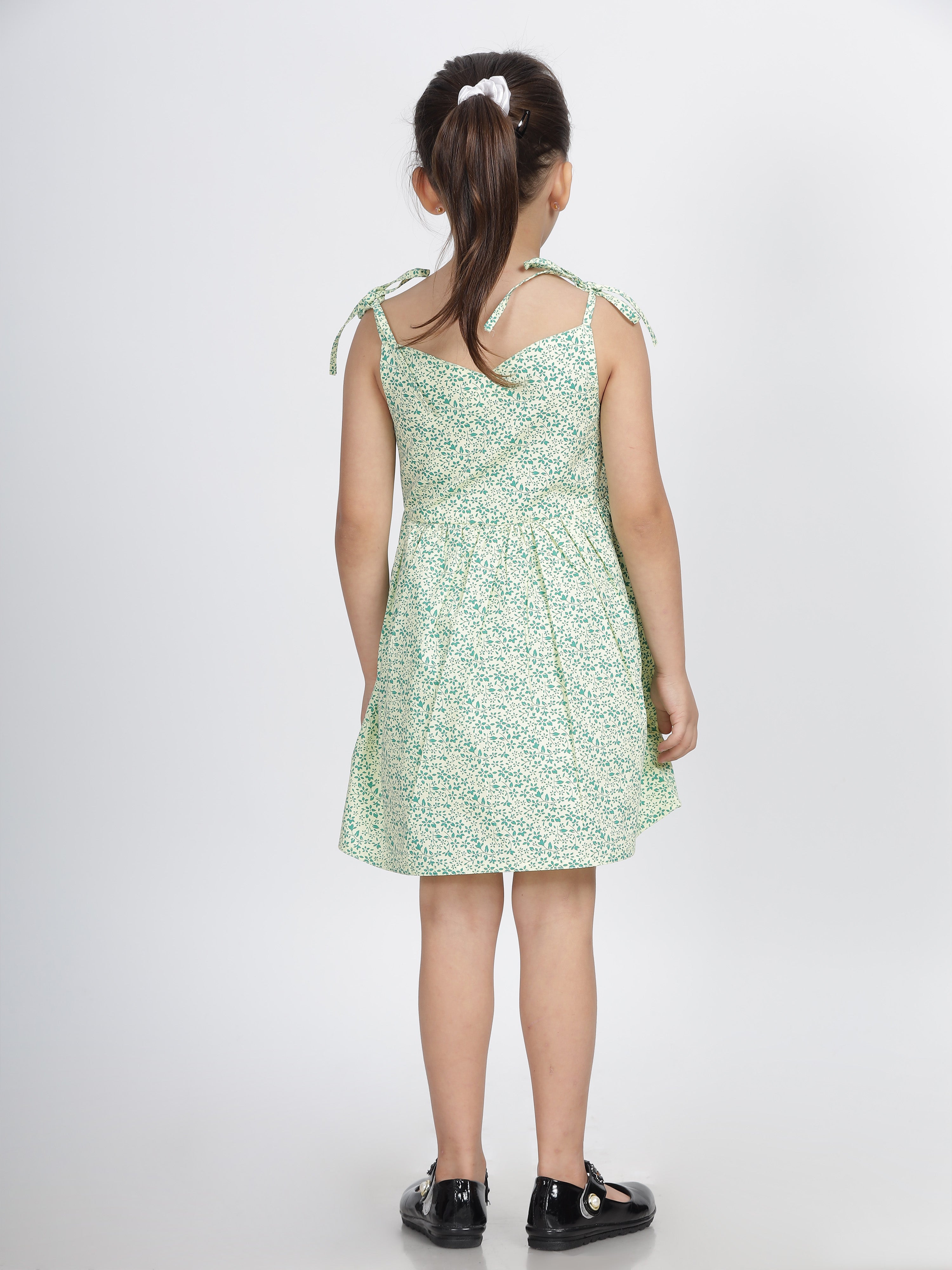 Fresh Mint Green Leaf Print Frock