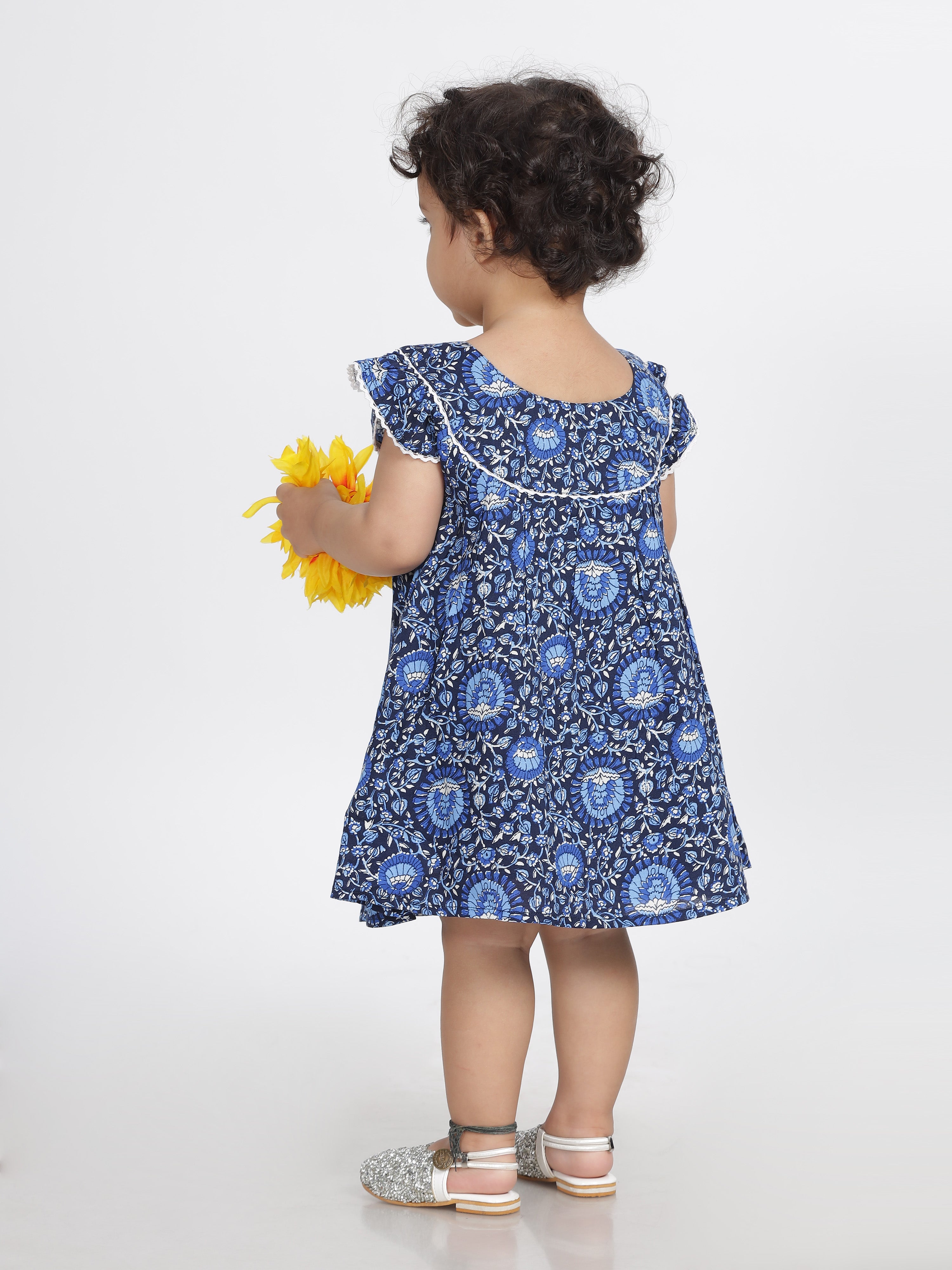 Navy Blue Floral Printed Frock