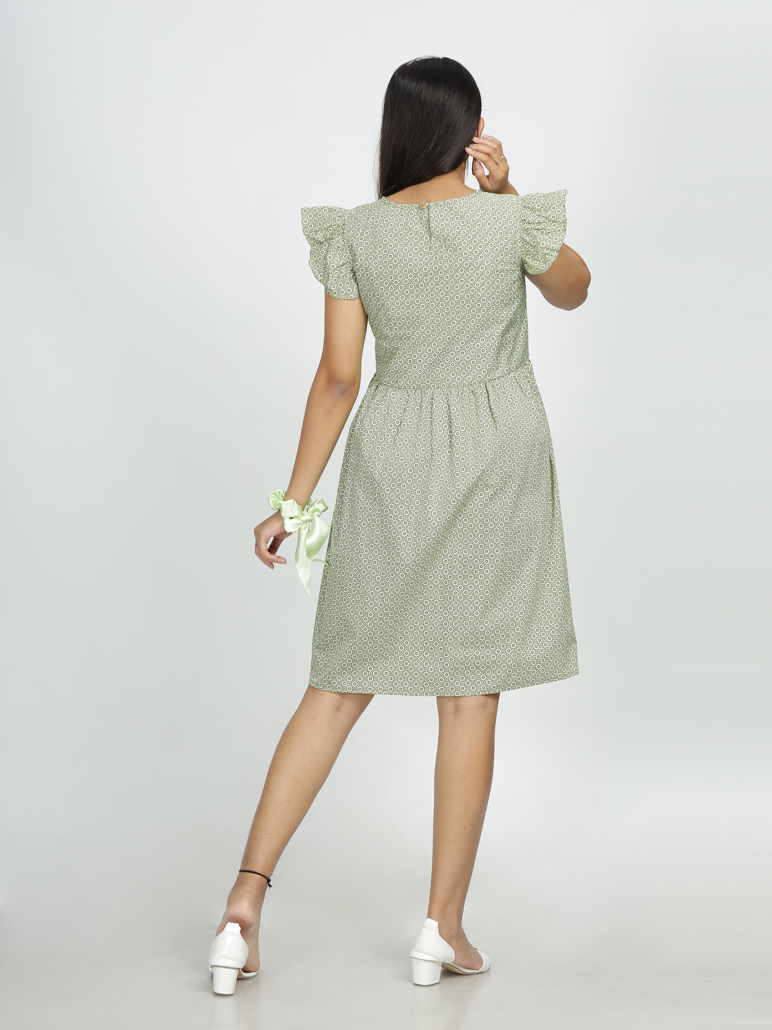 Olive Garden Flutter Sleeve Dress