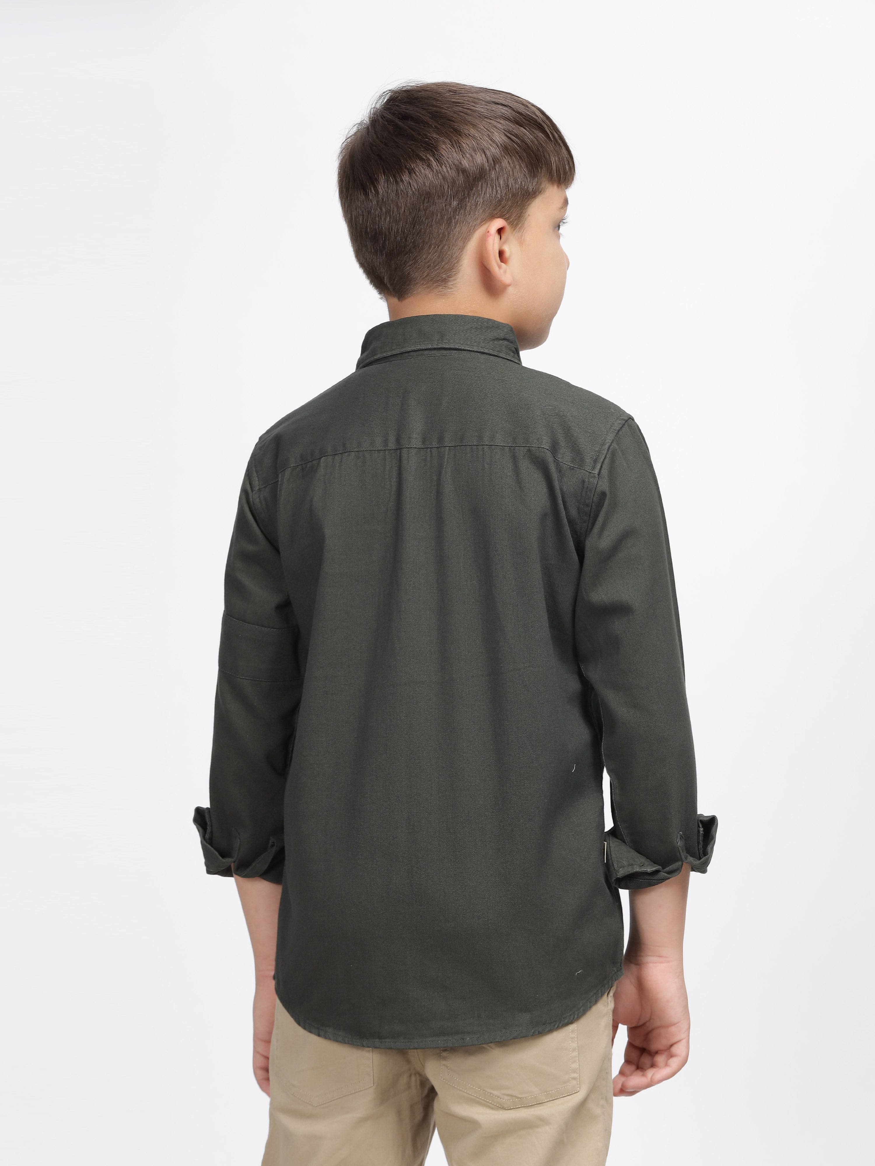 Olive Green Utility Patch Pocket Shirt