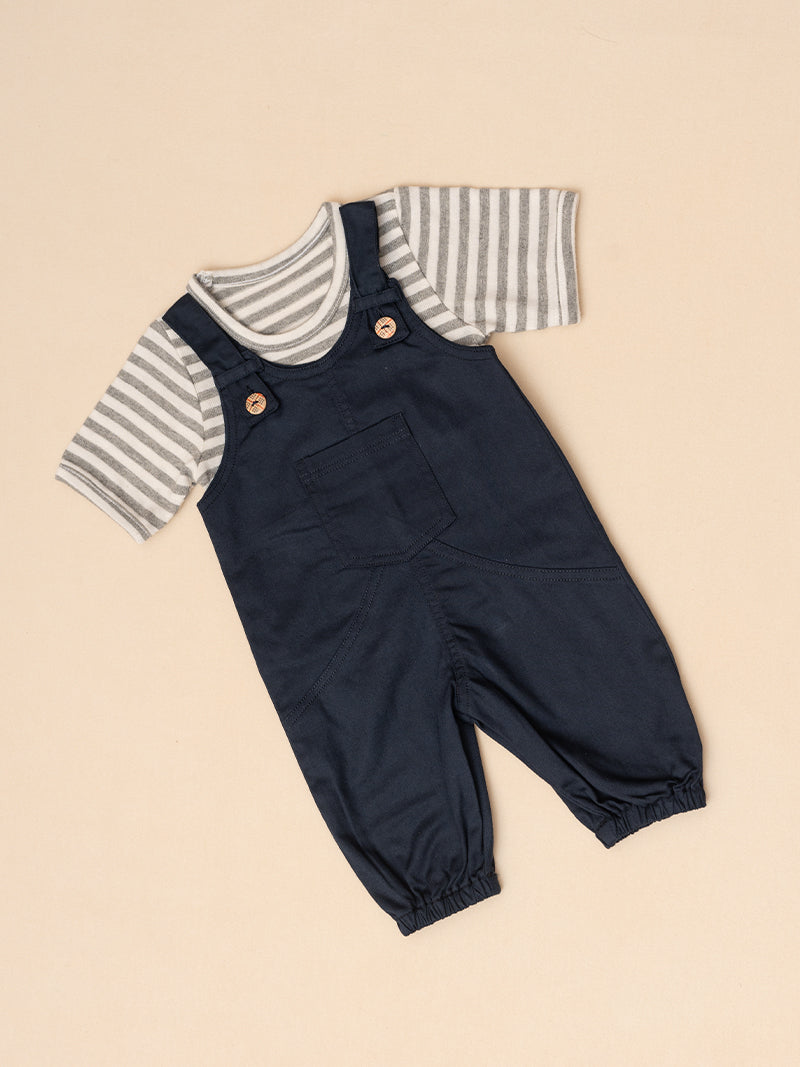 Navy Blue Overalls Set