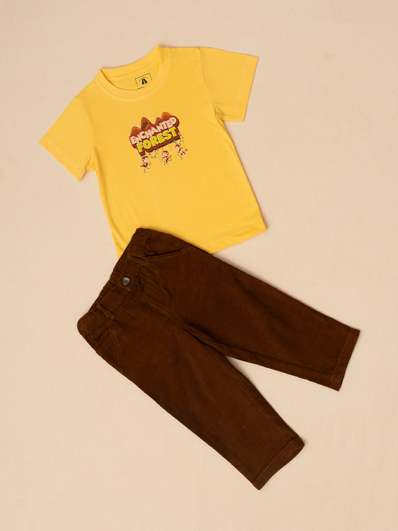 Enchanted Forest Tee and Brown Pants Set