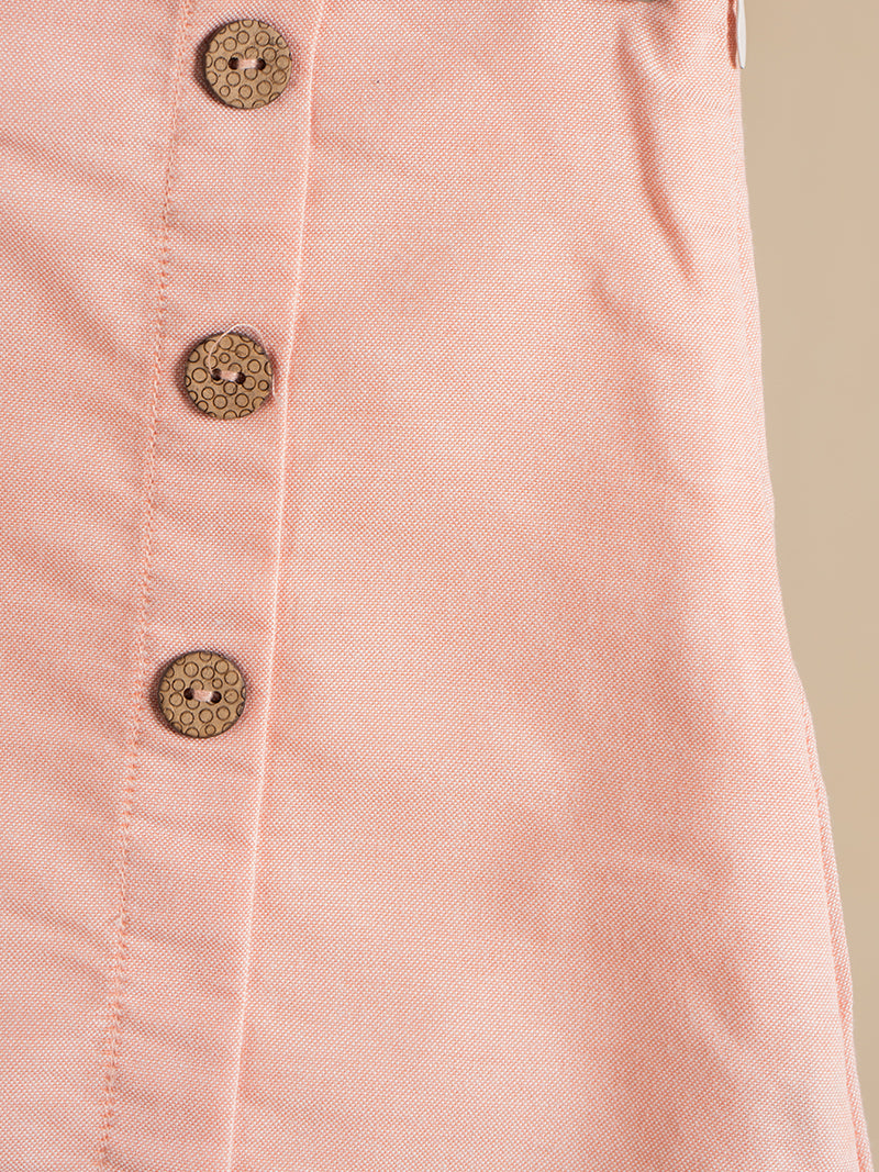 Light Pink A-Line Skirt with Side Buttons