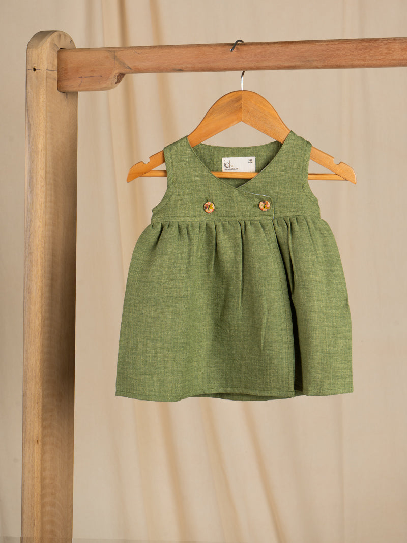 Olive Green Cross-Front Dress