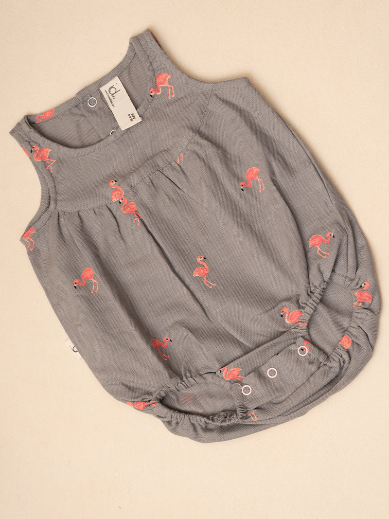 Mushroom Grey Duck Print Romper