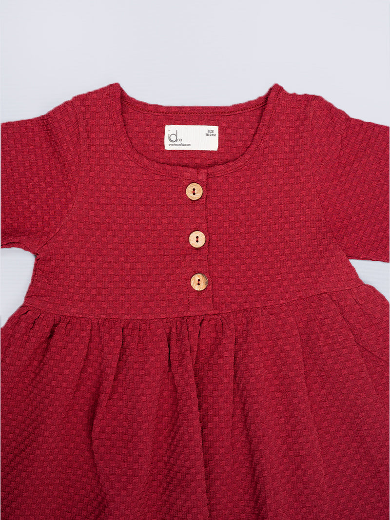 Cranberry Button Delight Frock