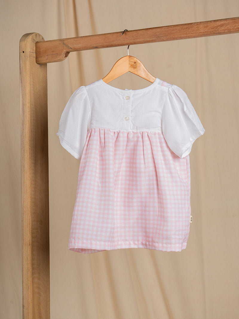 Pink Gingham Ruffle Suspender Frock