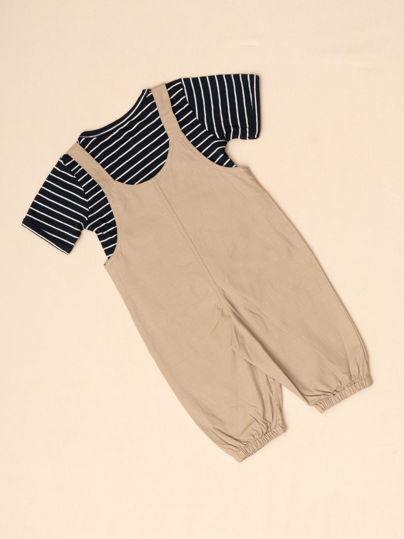 Beige Overalls Set