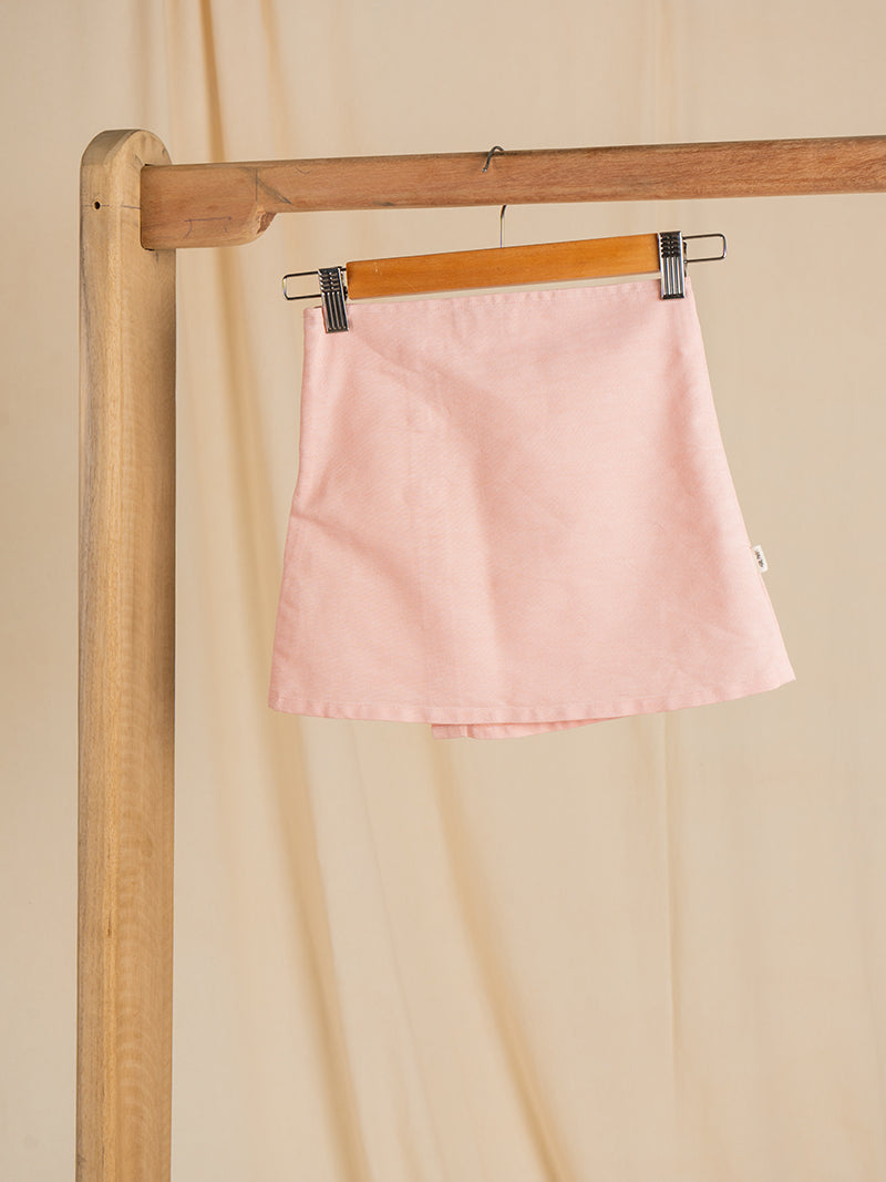 Light Pink A-Line Skirt with Side Buttons