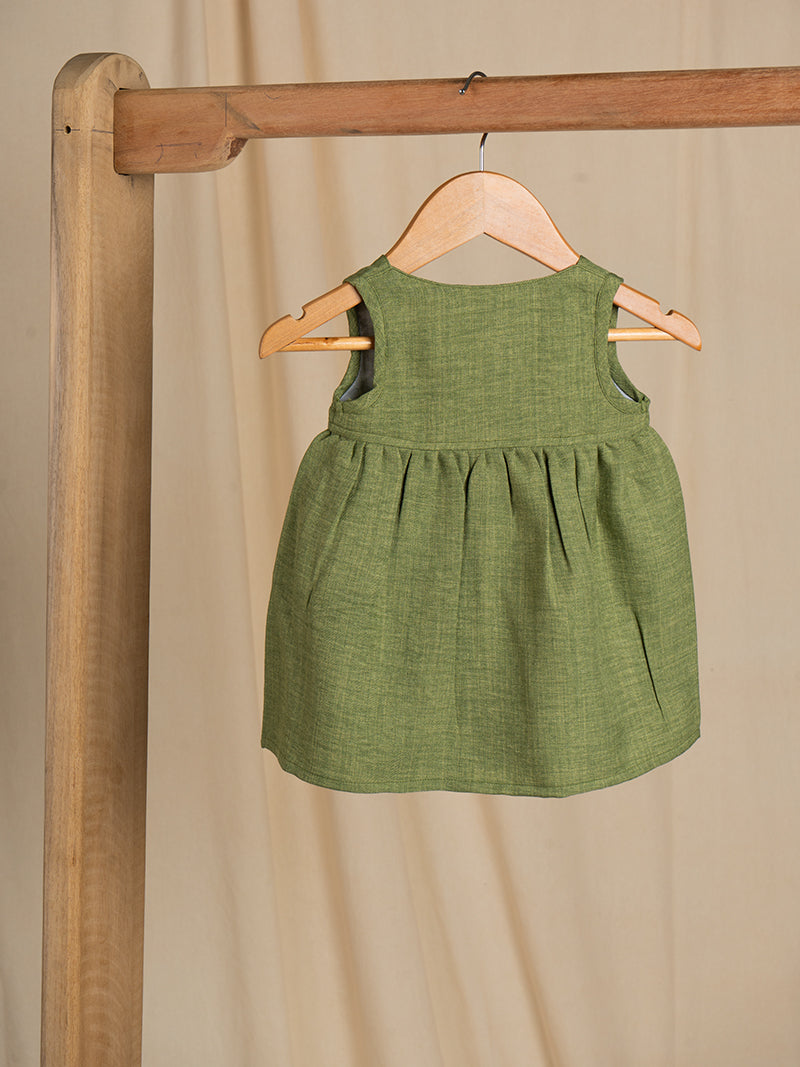 Olive Green Cross-Front Dress