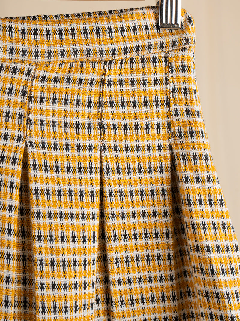 Golden Plaid Pleated Skirt