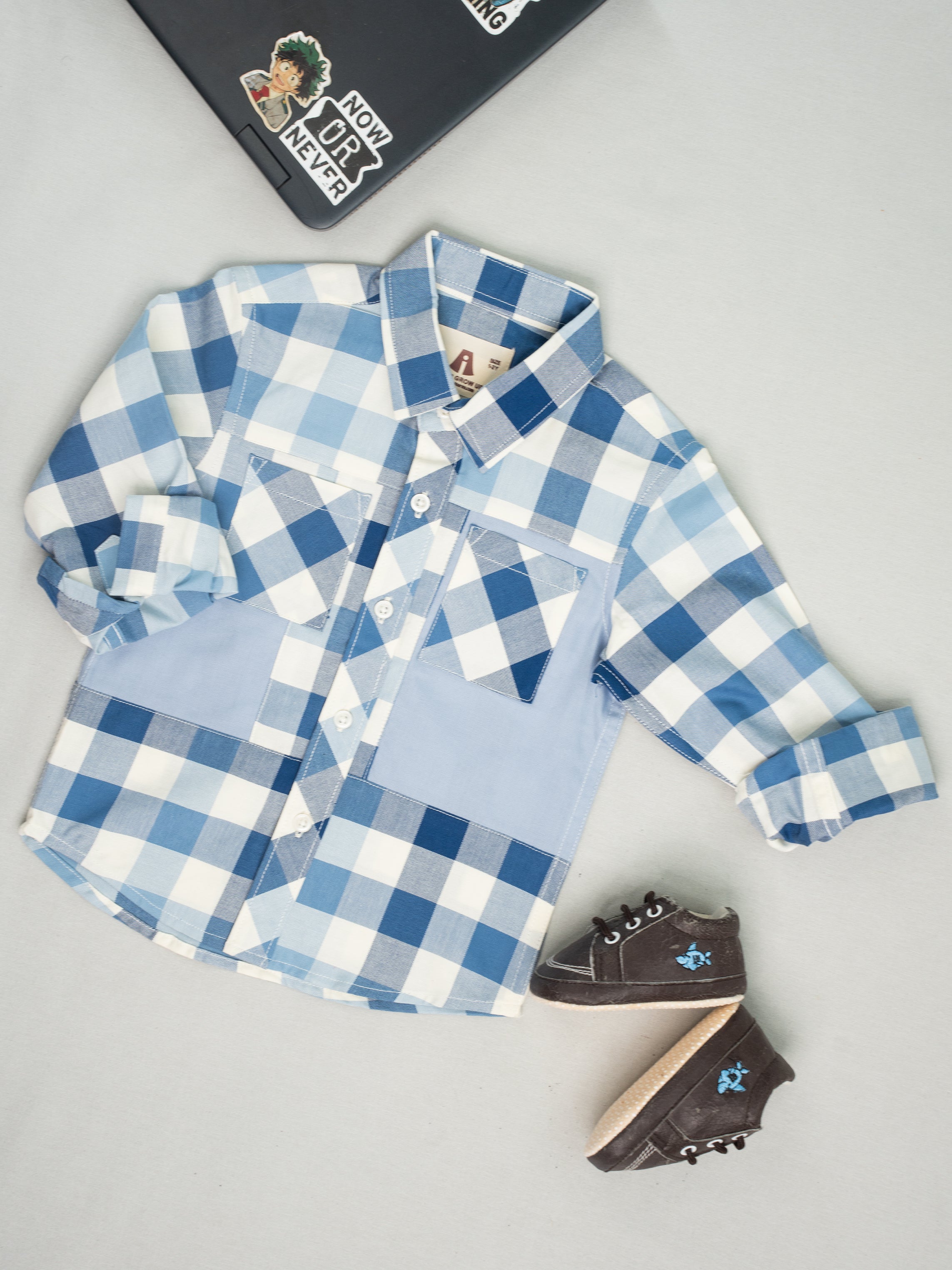 Blueberry Checkered Cotton Shirt