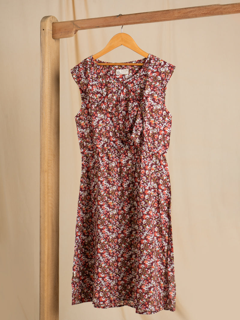 Rustic Floral Sleeveless Frock