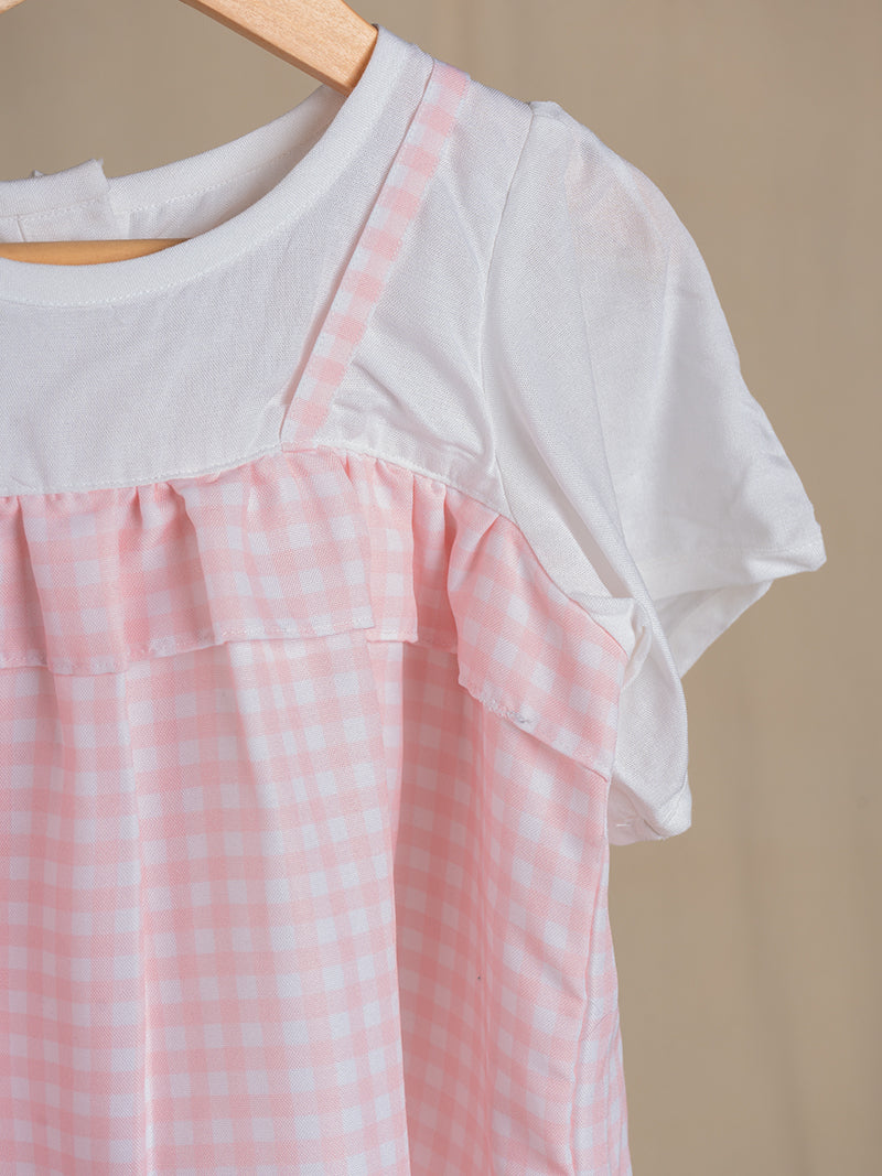 Pink Gingham Ruffle Suspender Frock