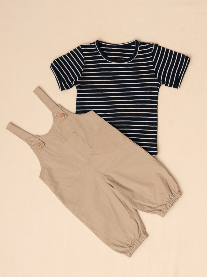 Beige Overalls Set