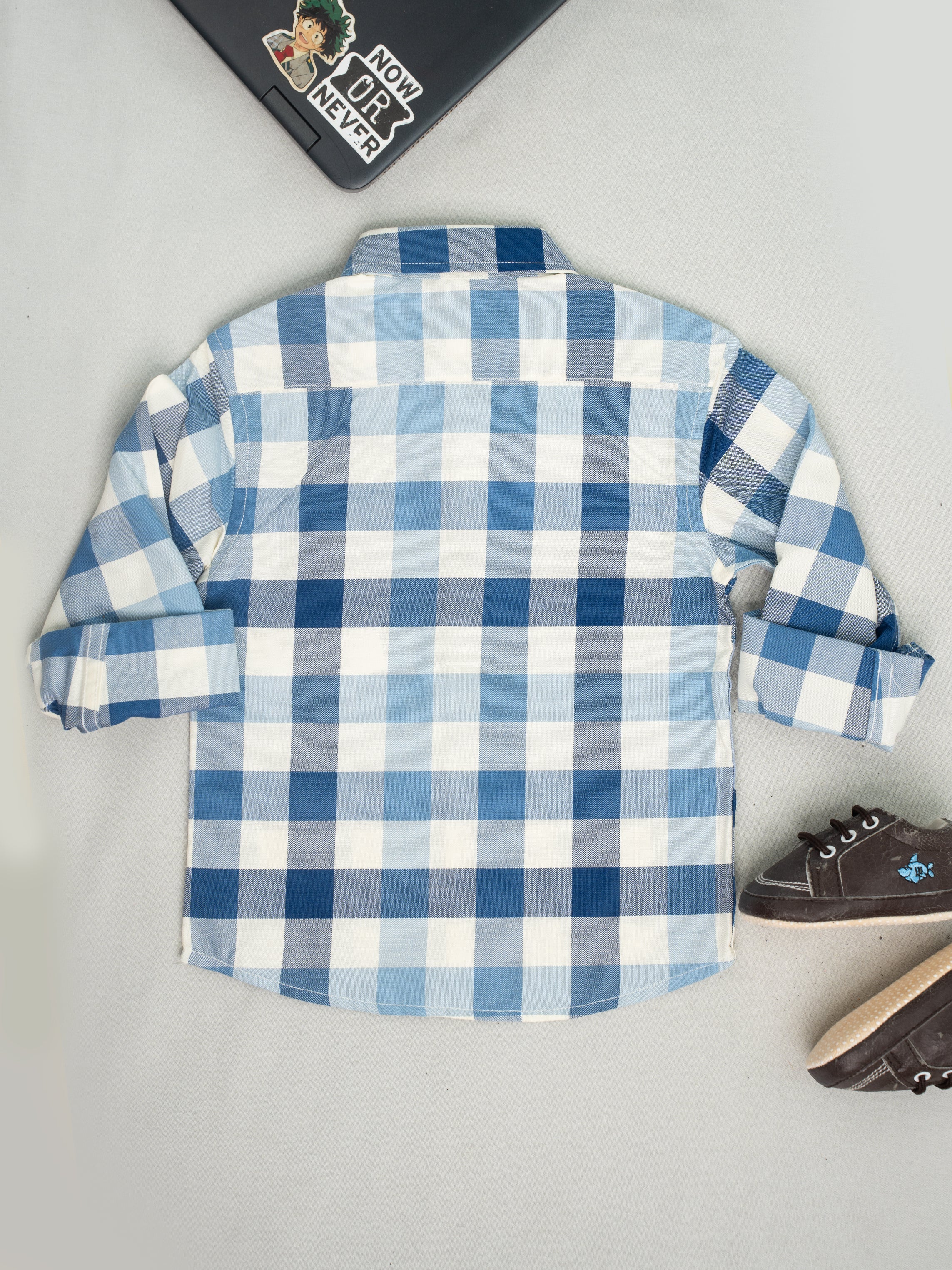 Blueberry Checkered Cotton Shirt