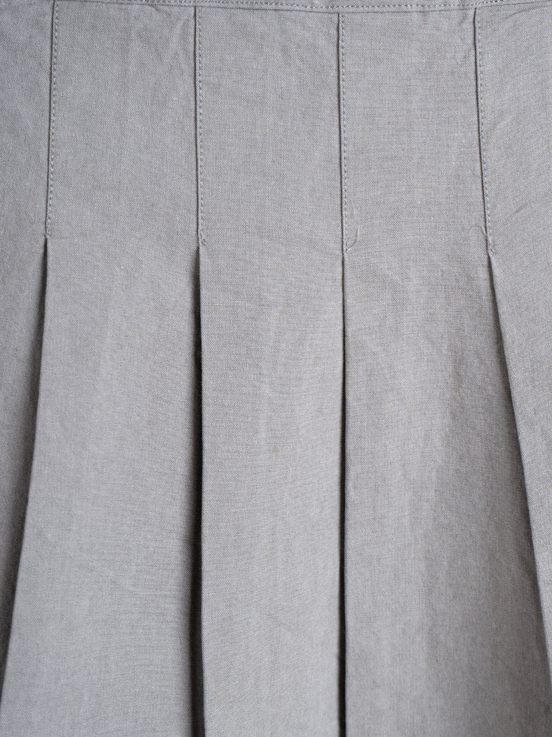 Button-Detail Pleated Skirt