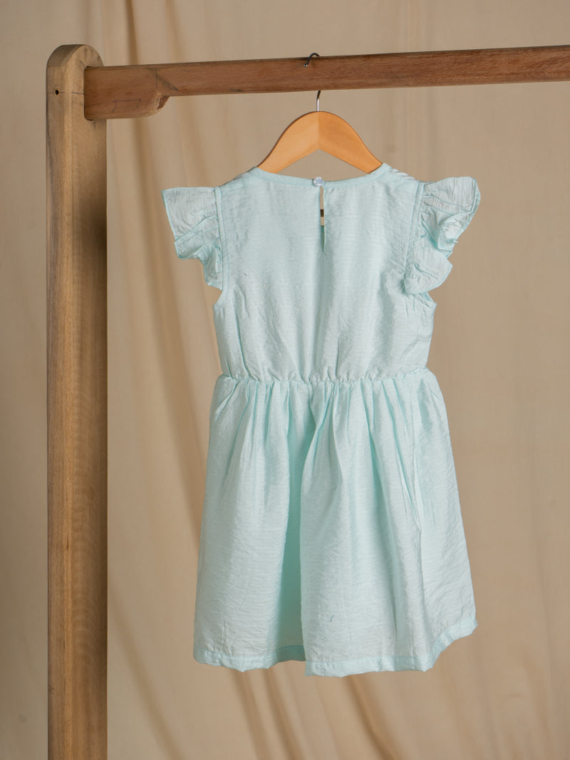 Aqua Flutter-Sleeve Dress