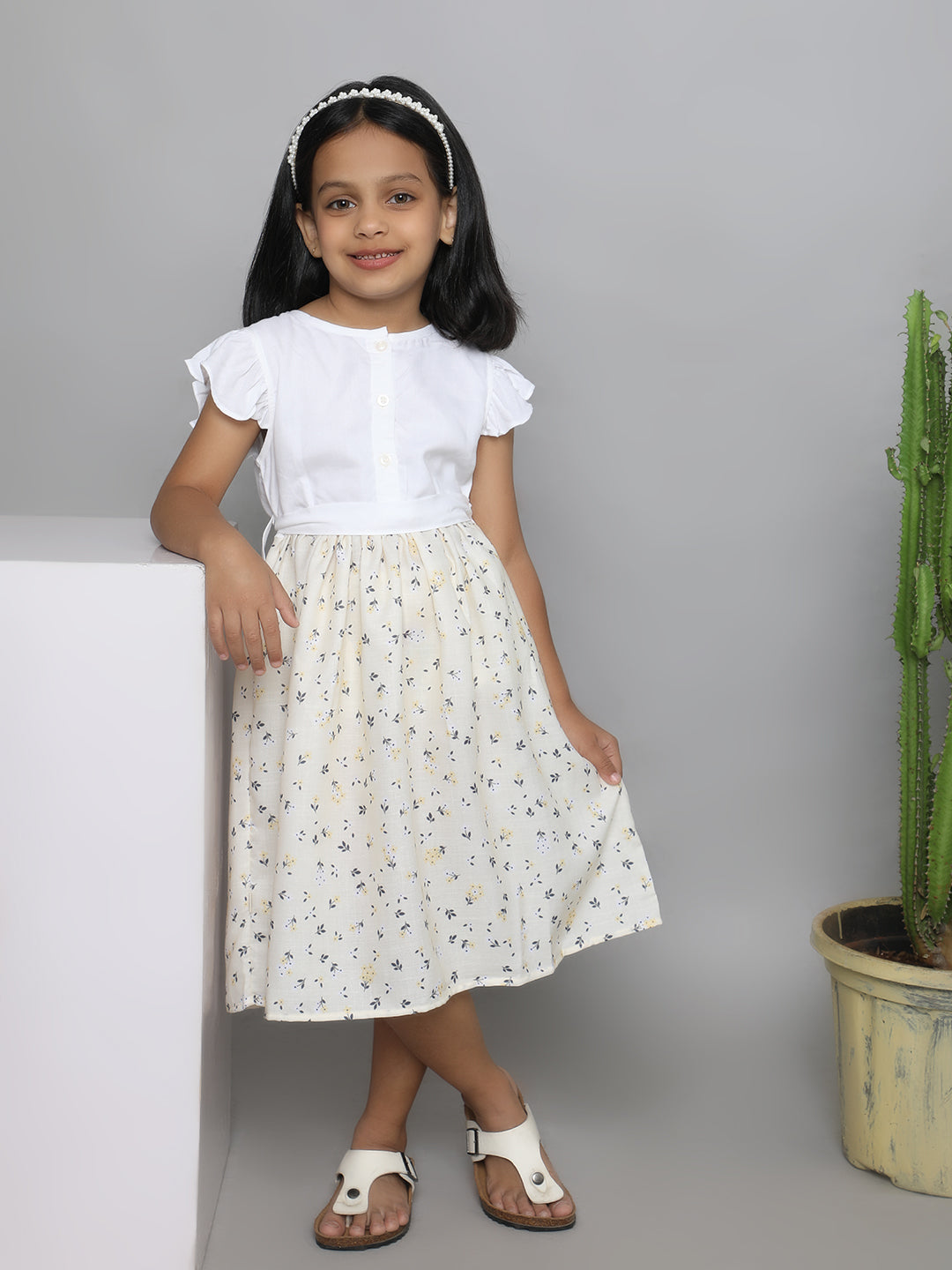 White Blossom Button-Down Frock