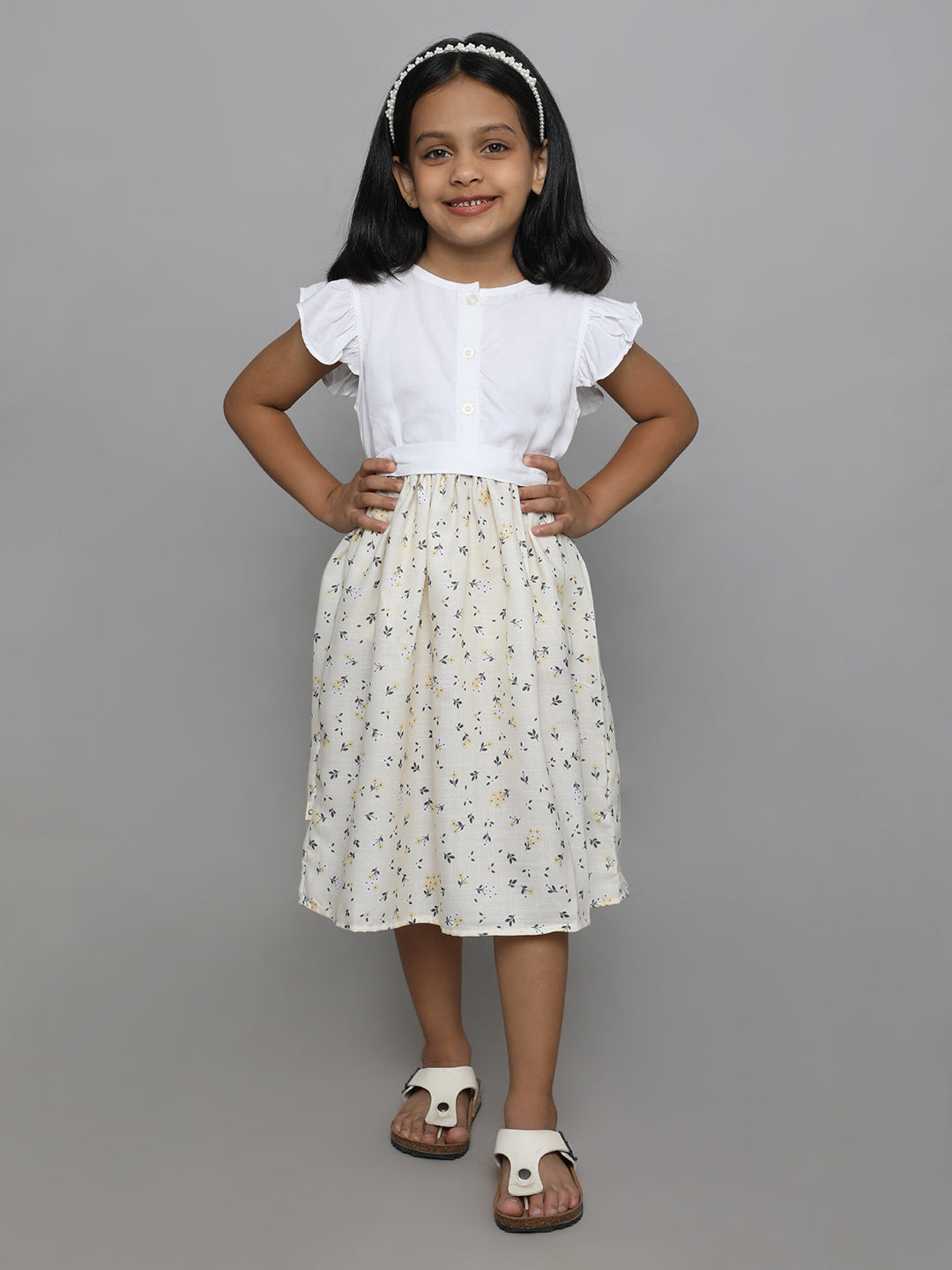 White Blossom Button-Down Frock