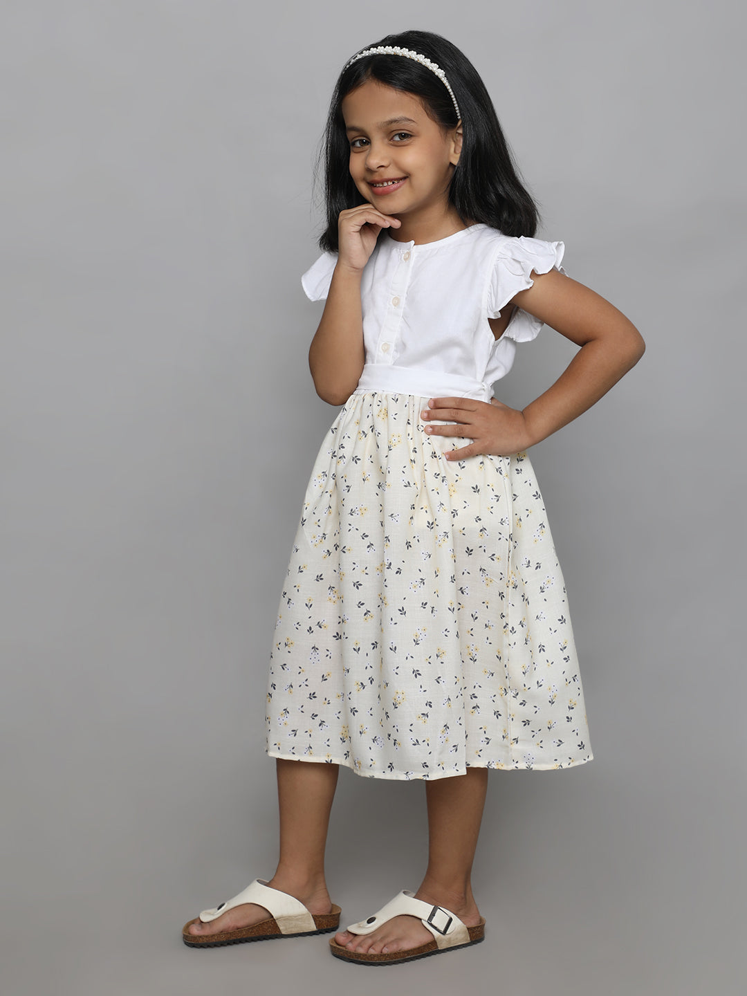 White Blossom Button-Down Frock