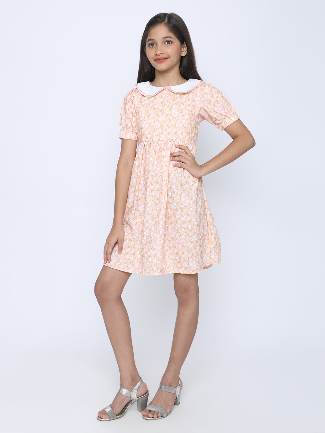 Peach Blossom Peter Pan Collar Dress