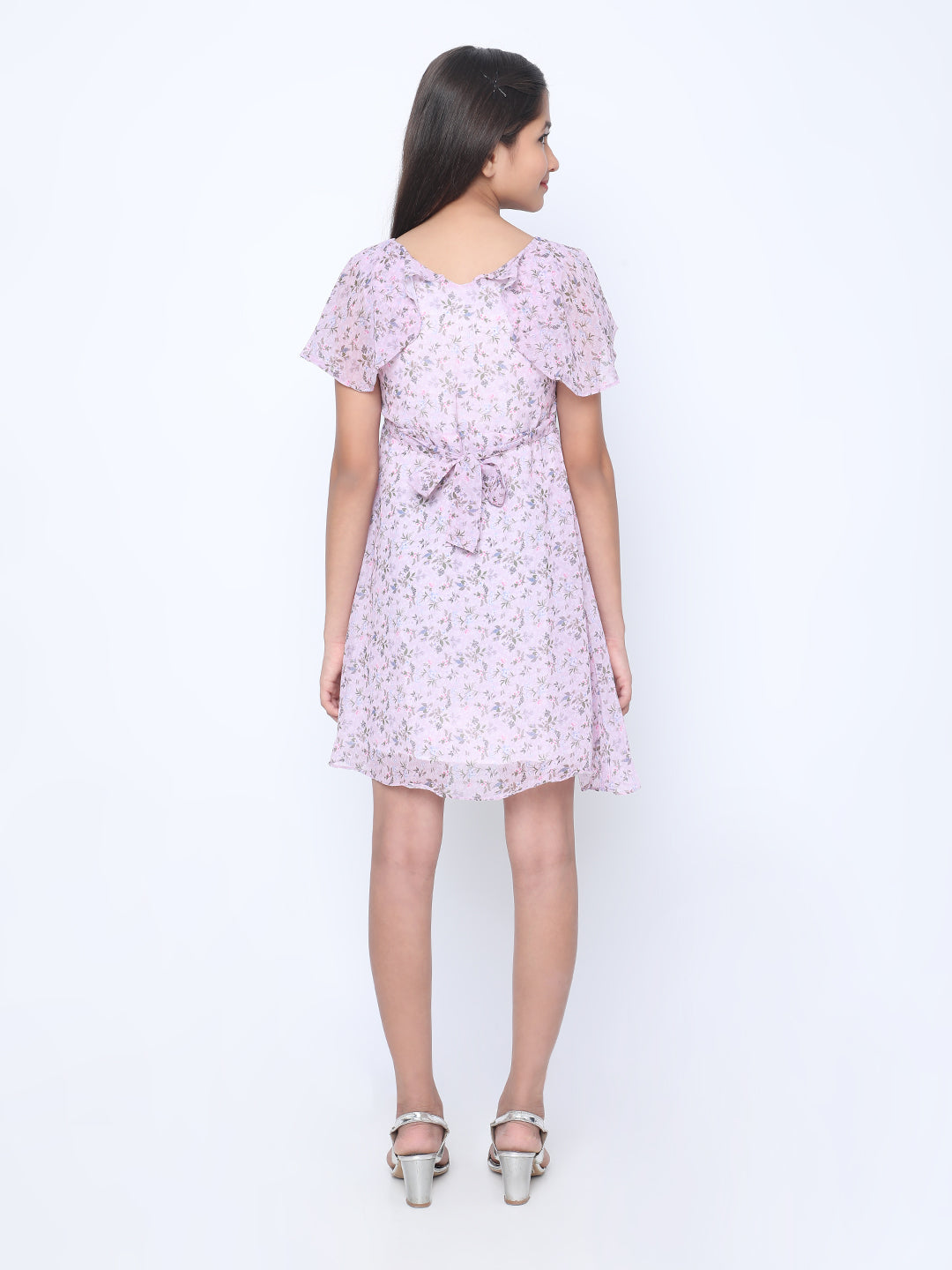 Lavender Breeze Flutter Sleeve Dress